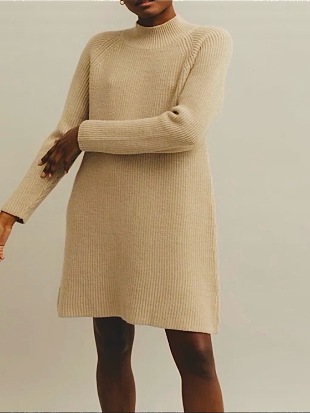 Made in Spain. Brown Long Sleeve Sweater Dress